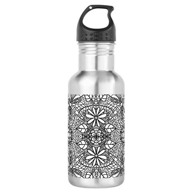 Botella De Agua Dragonflies Mandala Black Tribal (Anverso)