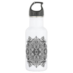 Botella De Agua Dragonflies Mandala Black Tribal