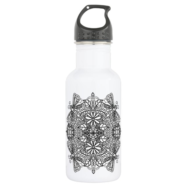 Botella De Agua Dragonflies Mandala Black Tribal (Anverso)