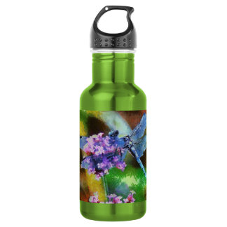 Botella De Agua Dragonfly azul sobre el arte de los puntos de ajo 