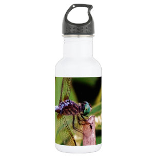 Botella De Agua Dragonfly con flores blancas
