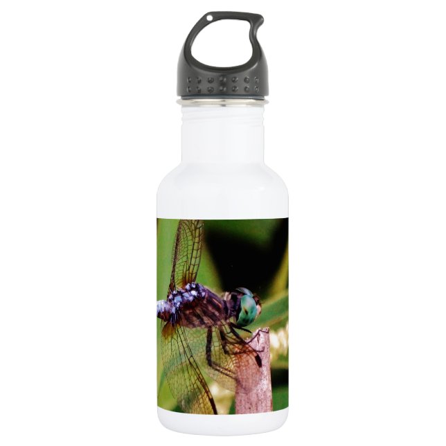 Botella De Agua Dragonfly con flores blancas (Anverso)