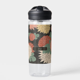 Botella De Agua Dramático crisantemo japonés floral
