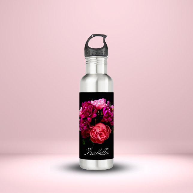 Botella De Agua Dramático Nombre De Las Peonias Rosa Y Púrpura (Subido por el creador)