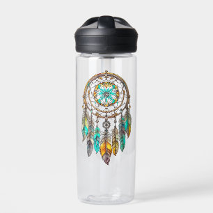 Botella De Agua Dreamcatcher verde azulado y marrón Sueños dulce