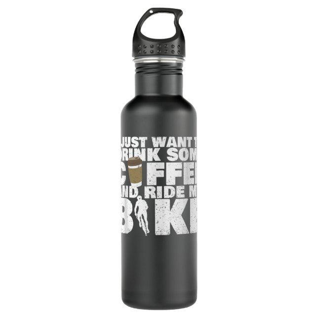 Botella De Agua Drink Some Coffee And Ride My Bike - Cycling  (Anverso)