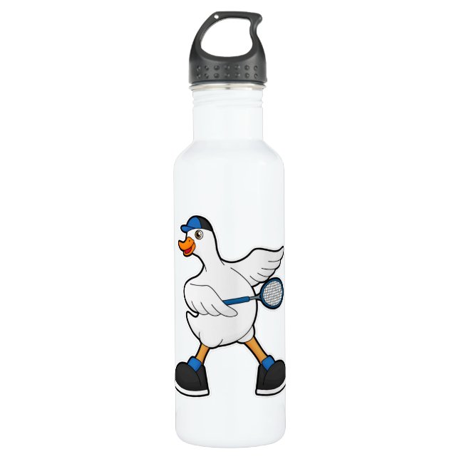 Botella De Agua Duck at Tennis with Tennis racket & Cap (Anverso)