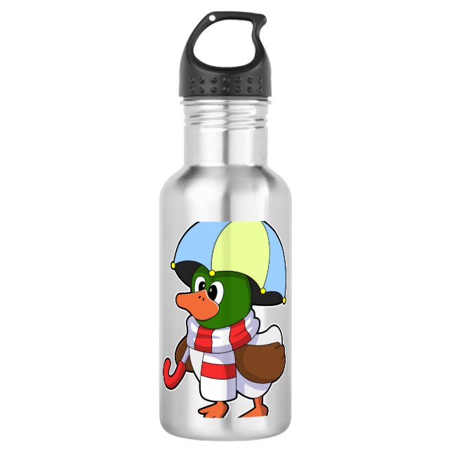 Botella De Agua Duck en Lluvia con paraguas (Anverso)
