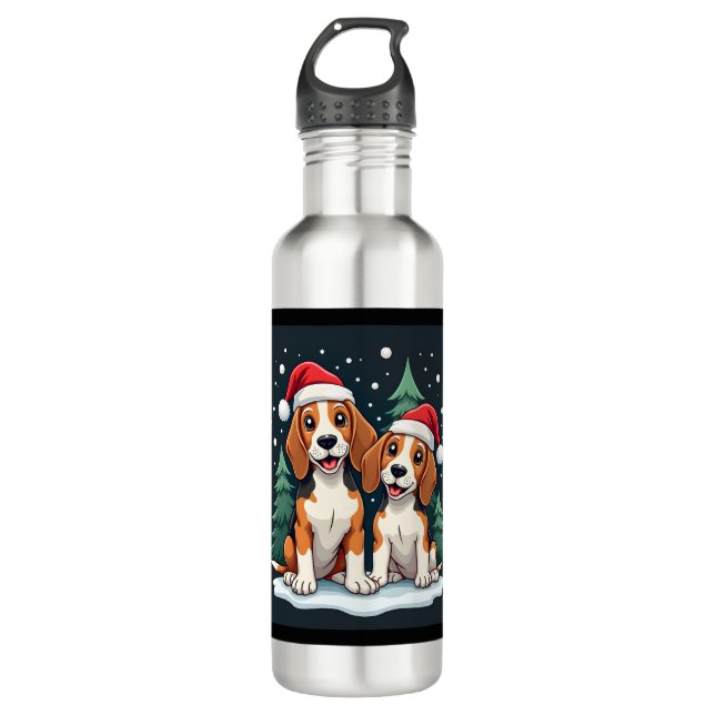 Botella De Agua Dueño de perro de Beagle Navidades Navidad Navidad (Anverso)