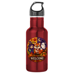 Botella De Agua Dulce Zorro de Halloween Bruja Fantasma Otoño Invi