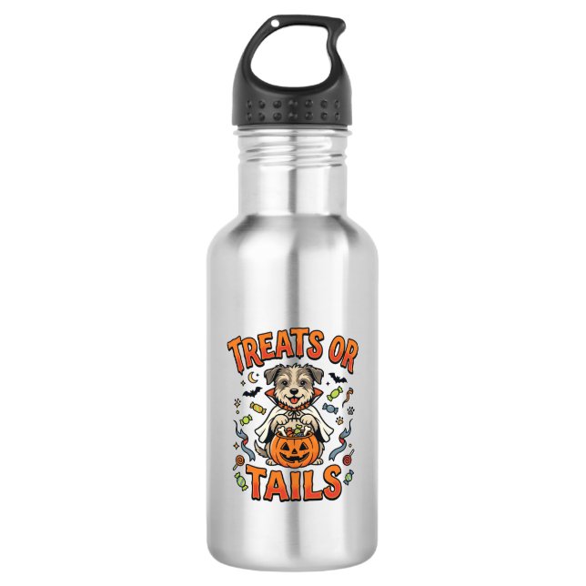 Botella De Agua Dulces travesuras de perro de Halloween (Anverso)