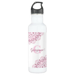 Botella De Agua Dusky Rosa personalizado Confetti Lace Dot Mandala