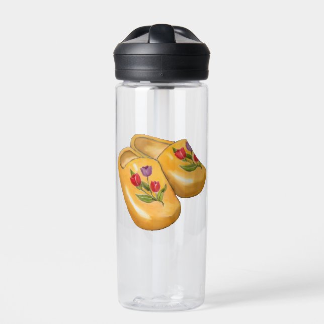 Botella De Agua Dutch Wooden Shoes with Tulips, Klompen, Holland (Delante)