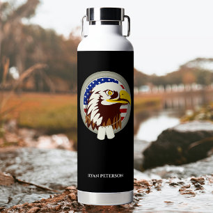Botella De Agua Eagle Emblem Bandera de Estados Unidos Vertical
