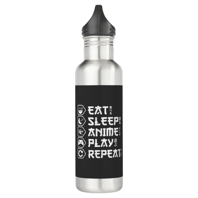 Botella De Agua Eat Sleep Anime Play Repeat Otaku Anime Lifestyle (Izquierda)