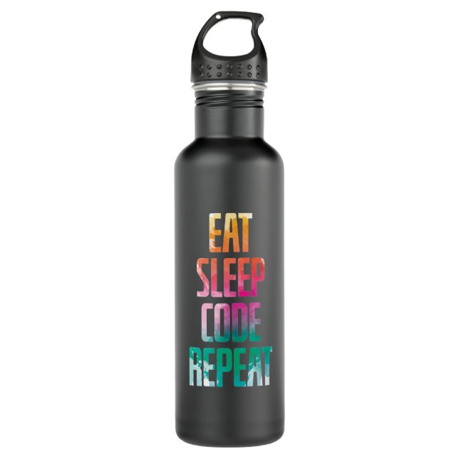 Botella De Agua Eat Sleep Code Repeat (Anverso)