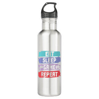 Botella De Agua Eat Sleep Game Repeat Controller
