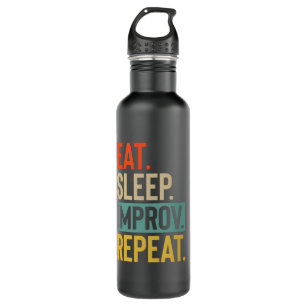 Botella De Agua Eat Sleep improvisación Repetir colores vintage re