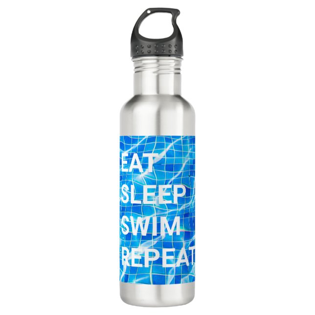 Botella De Agua Eat Sleep Swim Repetir Piscina Acuática (Anverso)