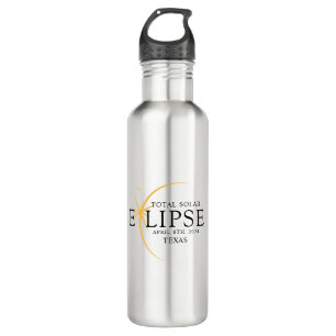Botella De Agua Eclipse solar total de 2024 Texas Black & Gold mod