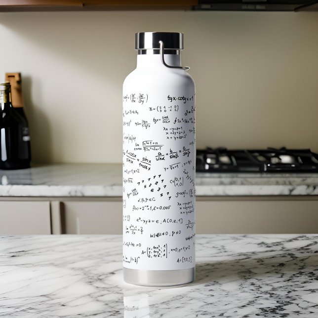 Botella De Agua Ecuaciones de Fórmulas Matemáticas de Profesores (Professor Teacher Mathematic Science Equations Water Bottle Marble Kitchen Top)