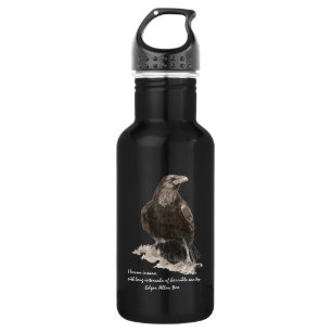 Botella De Agua Edgar Allen Poe Insanity Cita Watercolor Raven