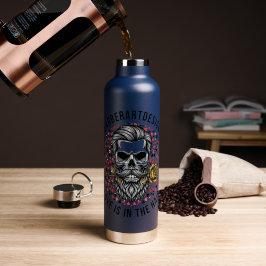 Botella De Agua Edgy Barber Skull & Rose Valentine Stainless Steel