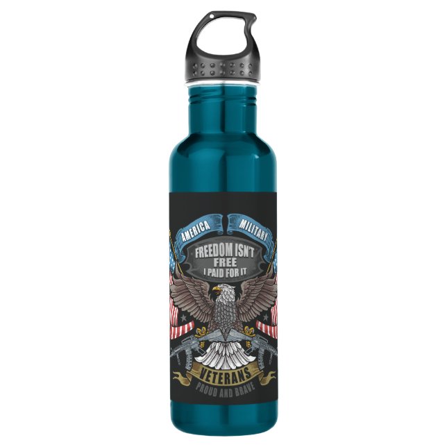 Botella De Agua Ejército americano con bandera y águila (Anverso)