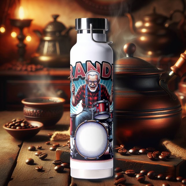 Botella De Agua El abuelo de Rockin tocando tambores (Subido por el creador)