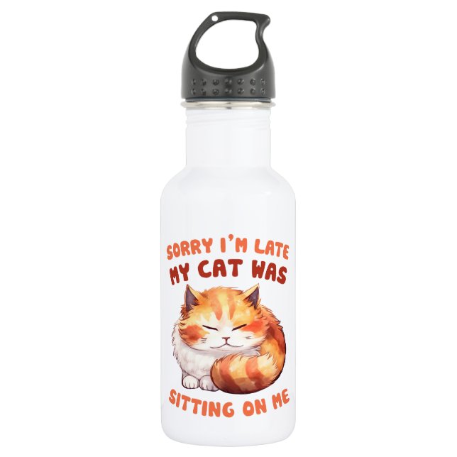 Botella De Agua El Adorable Naranja Tabby Cat - Lo siento, estoy a (Anverso)