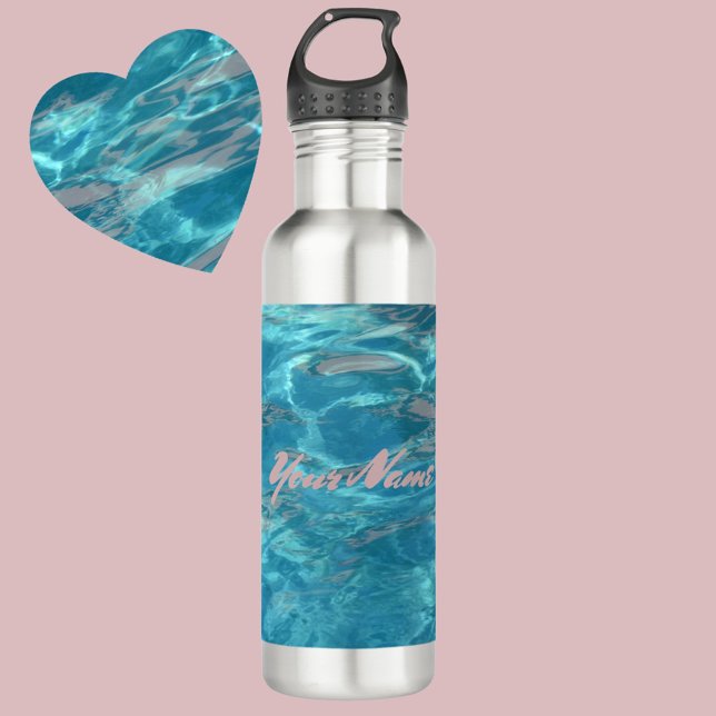 Botella De Agua El agua de ripplante tropical azul personalizada (Subido por el creador)
