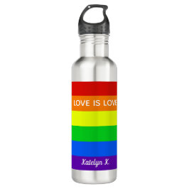 Botella De Agua El amor arcoiris es amor Orgullo gay LGBTQ hermoso