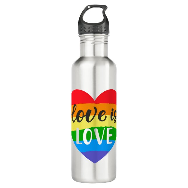 Botella De Agua El amor es amor corazón arcoiris (Anverso)