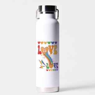 Botella De Agua El amor es amor - Corazones arcoiris Diseño del Or