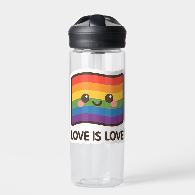 Botella De Agua El amor es amor - Kawaii Rainbow Design (Delante)
