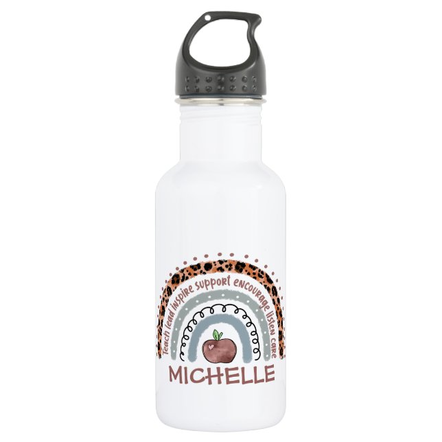 Botella De Agua El arcoiris de los valores fundamentales del profe (Anverso)