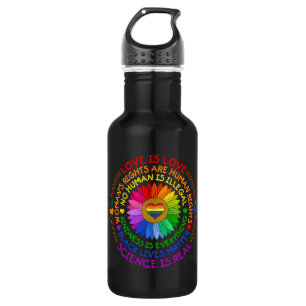 Botella De Agua El arcoiris florido tiene una postura política y s