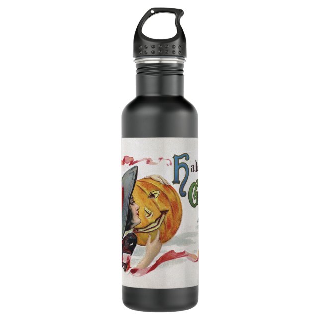 Botella De Agua El beso de la bruja: un Jack o Lantern en Hallowee (Anverso)