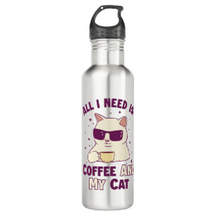 Botella De Agua El café y mi gato papi gato Gato Gato Amantes del