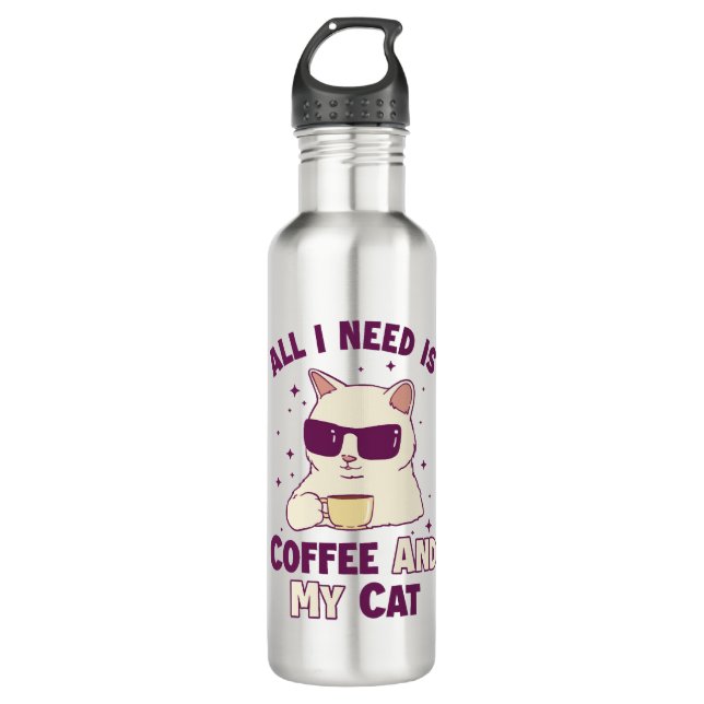 Botella De Agua El café y mi gato papi gato Gato Gato Amantes del  (Anverso)