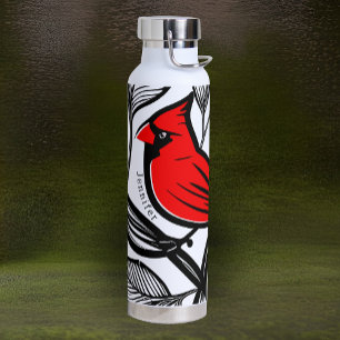 Botella De Agua El cardenal Bird Black White Tattoo Lines Thor