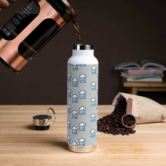 Botella De Agua El chef blanco se pone el sombrero en gris (Café)