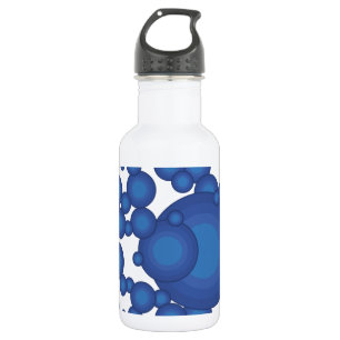 Botella De Agua El círculo de estilo del año 70 azul