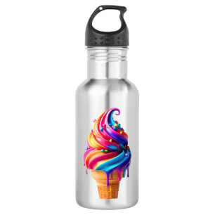 Botella De Agua El clásico cono de helado vibrante de SlipperyJoe'