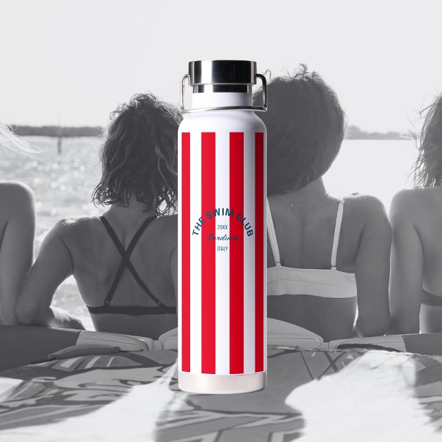 Botella De Agua El Club De Natación Escudo Red Cabana Stripe (Subido por el creador)