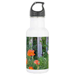 Botella De Agua El colorido jardín de flores de amapola