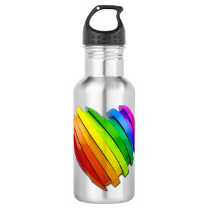 Botella De Agua El corazón tridimensional escultural de SlipperyJo