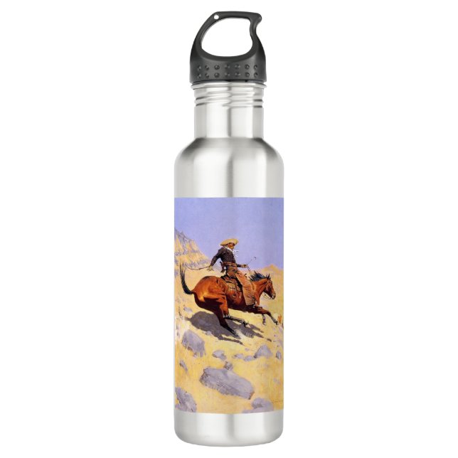 Botella De Agua El Cowboy (por Frederic Remington) (Anverso)