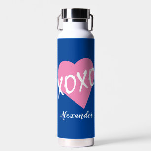 Botella De Agua El día de San Valentín Besos de Corazón Rosa Abraz