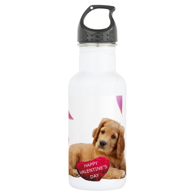 Botella De Agua El día de San Valentín Corazón de perro (Anverso)